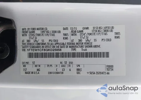 2016 Ford F150 Xlt z USA, uszkodzony, nr VIN 1FTEW1CF8GKD25858